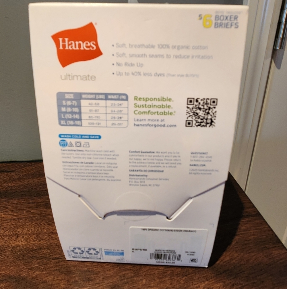 Hanes Boys' Tagless Boxer Briefs XL - Picture 3 of 3